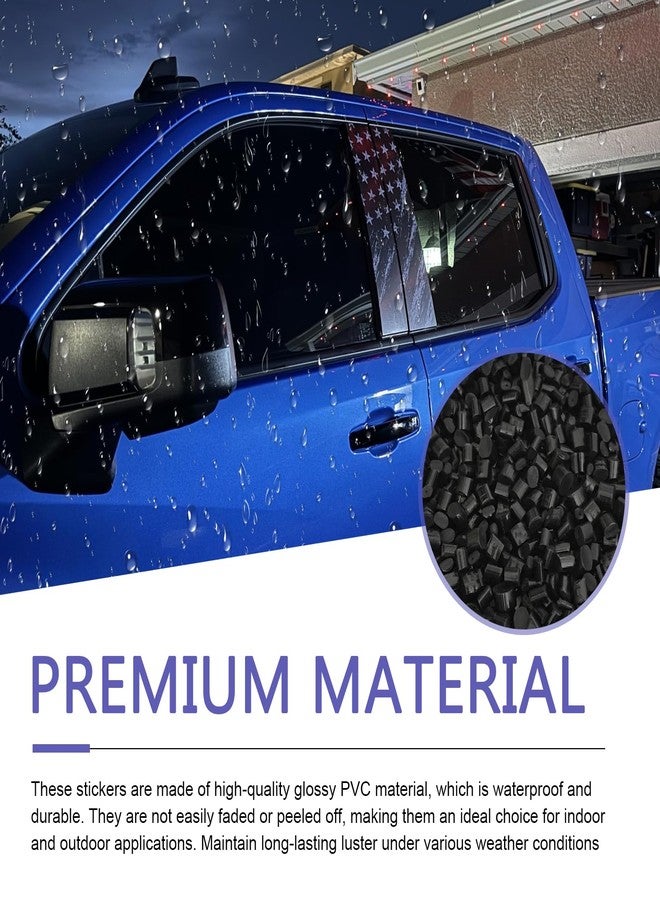 yorpyep 2 PCS Car B Pillar Stickers, Aged American Flag Patriotic Decal, Waterproof Scratch-covering Trim Decoration, Universal Self-adhesive Protective Film for Car Door Window Pillar (Black) - Image 4