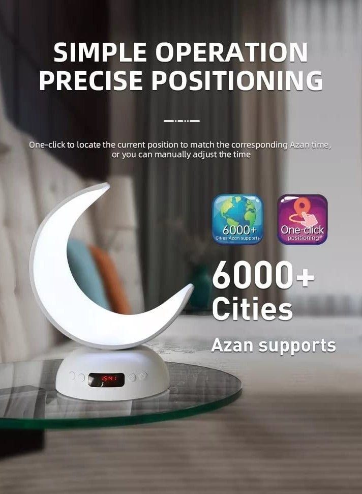 Colorful Moon Lamp Quran Speaker with Bluetooth, Alarm Clock and Quran Player with LED Lights Table Night Lamp with Remote and App Control – SQ-902 - Image 3