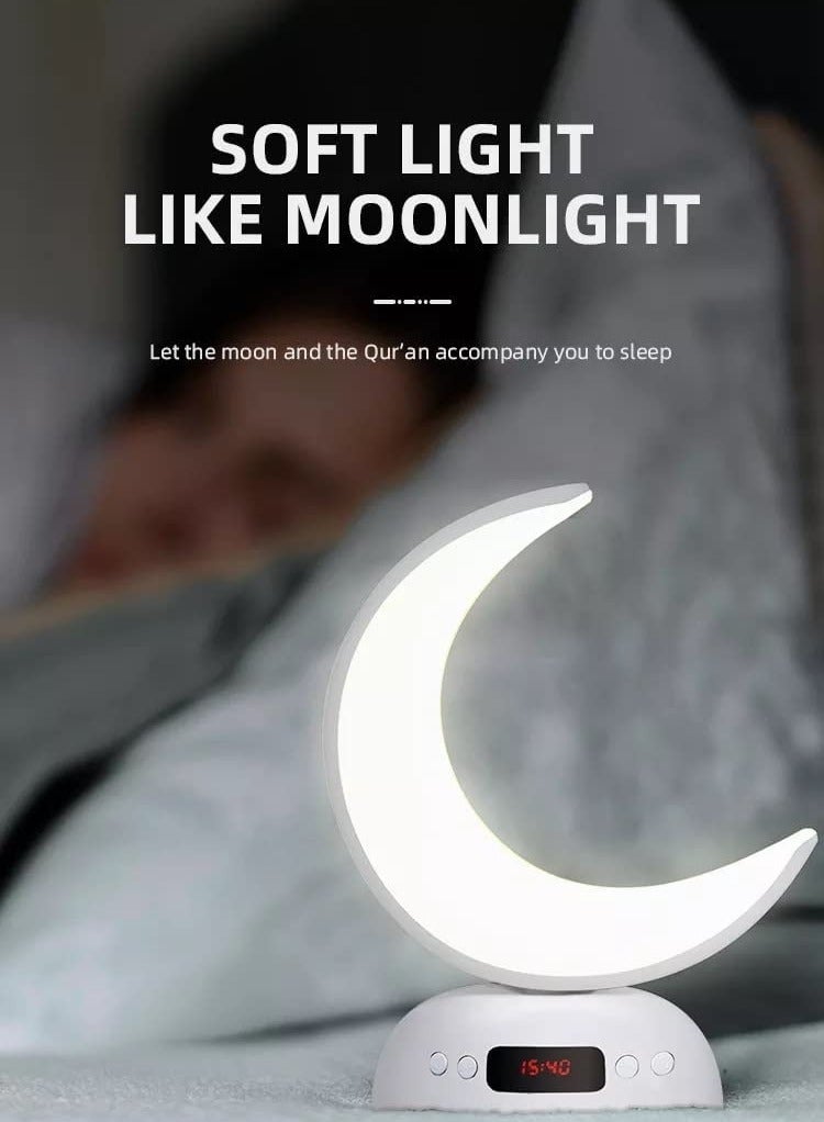 Colorful Moon Lamp Quran Speaker with Bluetooth, Alarm Clock and Quran Player with LED Lights Table Night Lamp with Remote and App Control – SQ-902 - Image 4