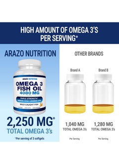 Arazo Nutrition Wild Caught Omega 3 Fish Oil - 90 Soft Gels - 4,080mg High EPA 1200mg DHA 900mg Lemon Flavor Burpless Softgels - pzsku/Z0C4FE7272CC0E0A83FA8Z/45/_/1740203110/914e7d56-c234-4b45-b476-e56e57ecc7b0