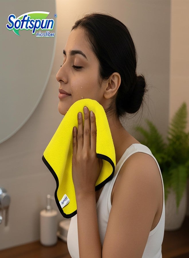 SOFTSPUN Microfiber Hand & Face Wipes 280 GSM 20x30 Cms, 4 Piece Towel Set, (Yellow) Super Soft & Silky for Hand, Face and Body - Hypoallergenic Sensitive Skin Wipes & Washcloths.… - Image 2