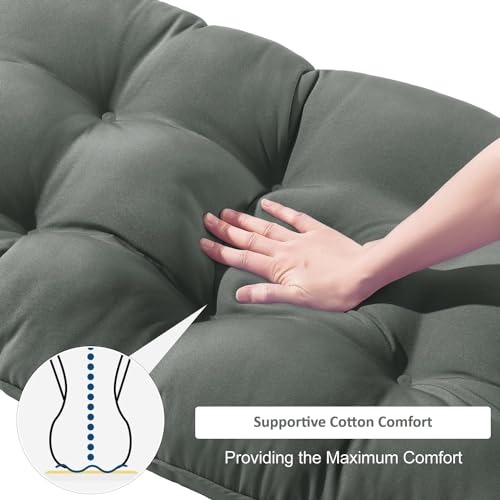 ATOOTFUSION Outdoor Chair Cushions, Waterproof Tufted Overstuffed U-Shaped Memory Foam Bench Cushion for Swing Loveseat Patio Funiture, 48" x 18" x 5" (Grey) - Image 3