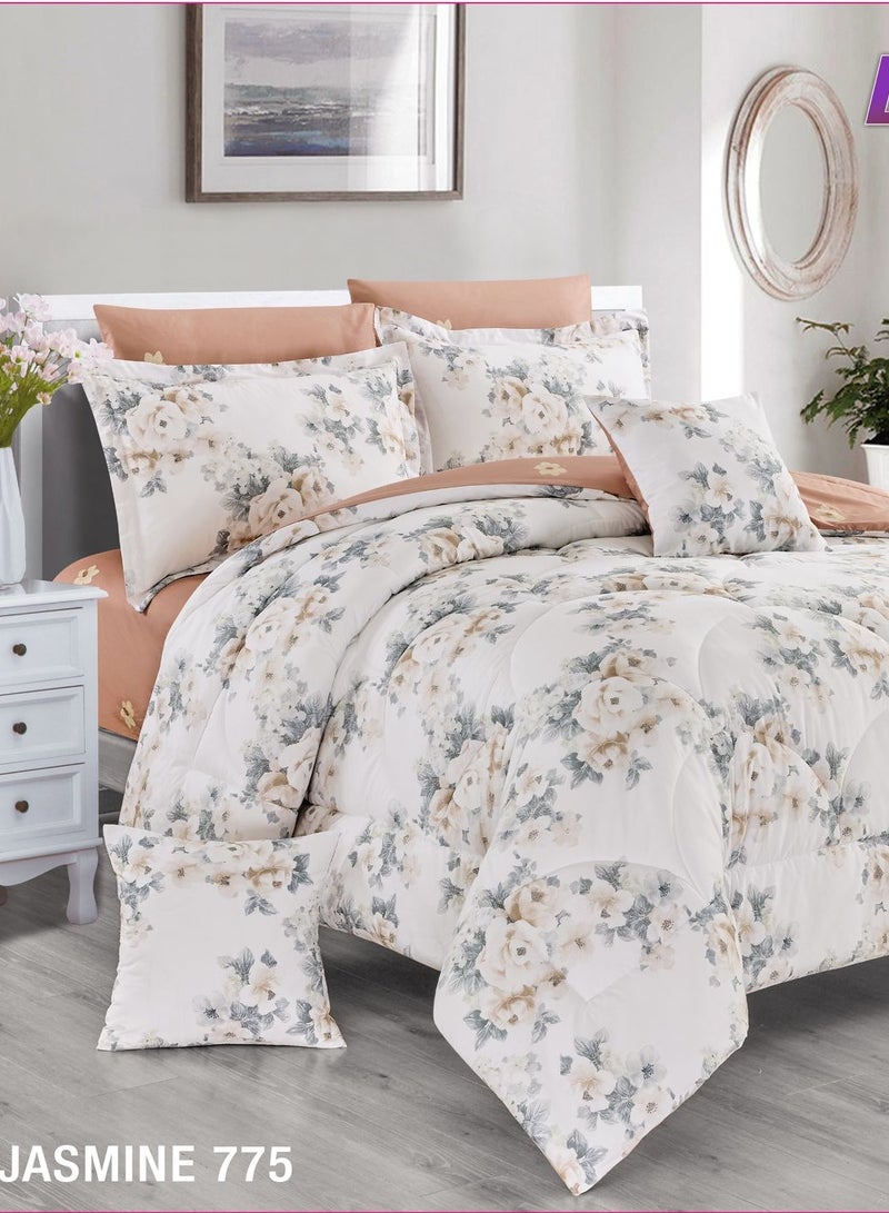 Leon Double Bedspread Set 8 Pieces 100% Cotton Floral 775