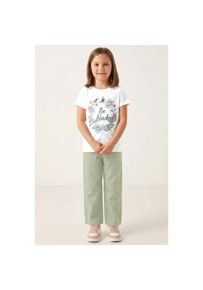 أر أند بي Printed T-Shirt with Crew Neck and Short Sleeves
