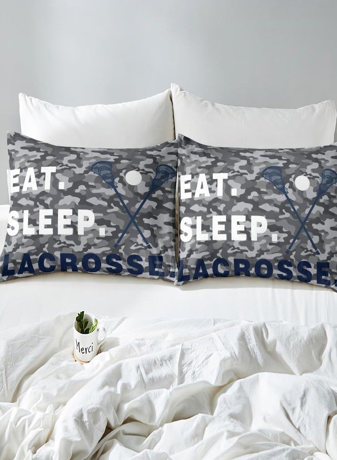 Feelyou Lacrosse Fitted Sheet Twin Size Kids Eat Sleep Bedding Set for Boys Girls Teens Camouflage Camo Bed Sheet Set Sports Theme Bed Cover Deep Pocket - Image 4