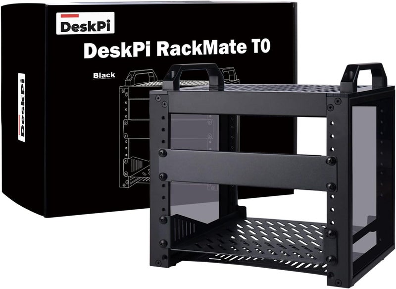 خزانة خادم GeeekPi 4U، حامل خادم 10 بوصة لمعدات الشبكة والخوادم والصوت والفيديو، حامل DeskPi RackMate T0 (أسود) - Image 1