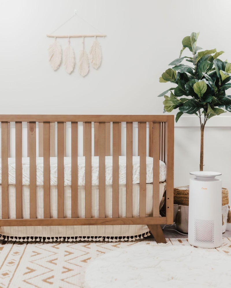 Crane Baby Boho Crib Skirt, 100% Cotton Wrap Around Baby Crib Skirting with Tassels, Natural White, Fits Standard Cribs, 28” x 52” x 16”, Neutral Crib Skirt - Image 3