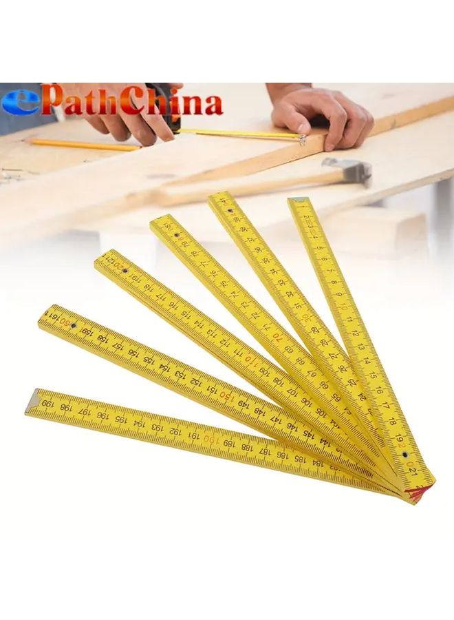 مسطرة صفراء قابلة للطي مزدوجة الجوانب لأعمال النجارة والطلاء والمشاريع DIY - Image 1