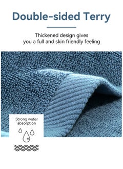 LEOKOR 3PCS Cotton Bath Towel Set Fast Absorbent Skin-friendly and Soft Bath Towel*1PCS and 2PCS Towels Blue  - Image 4