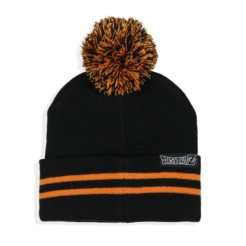 Bioworld Dragon Ball Z Anime Goku Master Roshi Turtle Hermit Logo Cuff Pom Beanie Hat Black - Image 2