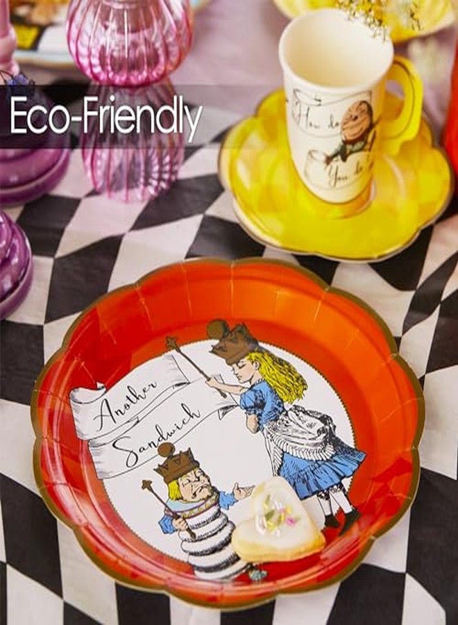 توكينج تيبلز مجموعة أطباق "أليس في بلاد العجائب" من توكينج تيبلز، ١٢ طبقًا للاستخدام مرة واحدة، مثالية لتزيين حفلات شاي ما بعد الظهيرة المستوحاة من شخصية "صانع القبعات المجنون" | مستلزمات قابلة لإعادة التدوير لحفلات أعياد ميلاد الأطفال، وعيد الأم، وحفلات استقبال المولود - ٩ بوصات - Image 5