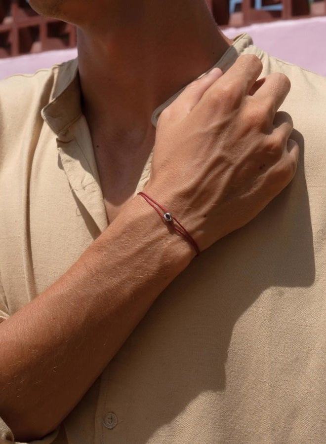 Made by Nami Minimalist Bracelet Men & Women • Handmade & Braided • 100% Waterproof & Adjustable • Partner Gifts (Red Silver) - Image 4