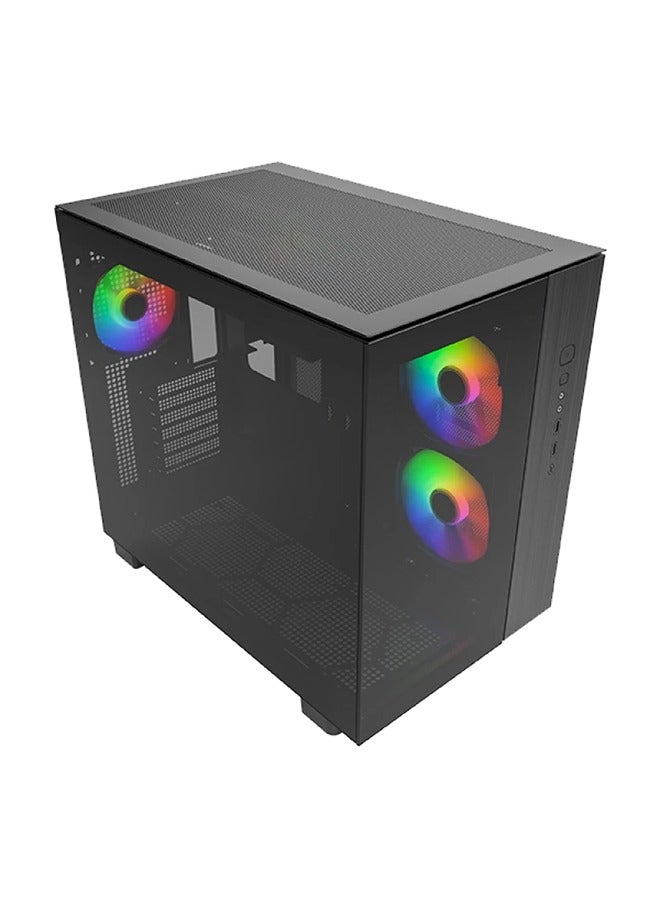 KING 65 PRO ATX Mid Tower Case - Supports ATX/Micro-ATX/Mini-ITX, 420mm GPU, 175mm CPU Cooler, 185mm ATX PSU, 7 PCIe Slots, 5 SSDs & 2 HDDs, 3 Pre-Installed ARGB PWM Fans, Extensive Fan & Radiator Support (Top: 360mm, Side: 240mm, Rear: 120mm), USB 3.0, Type-C, Reversed ARGB, Dust Filter