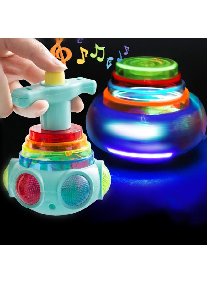 Internet Celebrity Children's Luminous Music Toy Light Singing Top Rotating With Light Flash Children's Night Market Stall Explosions-Color:Glowing Lotus Gyro-random Color  - Image 3