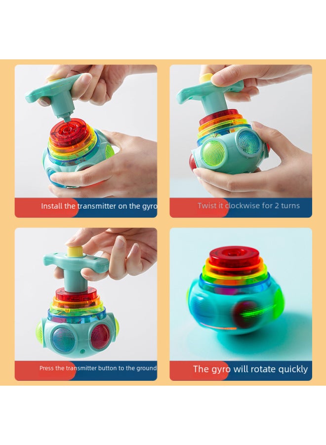 Internet Celebrity Children's Luminous Music Toy Light Singing Top Rotating With Light Flash Children's Night Market Stall Explosions-Color:Glowing Lotus Gyro-random Color  - Image 5