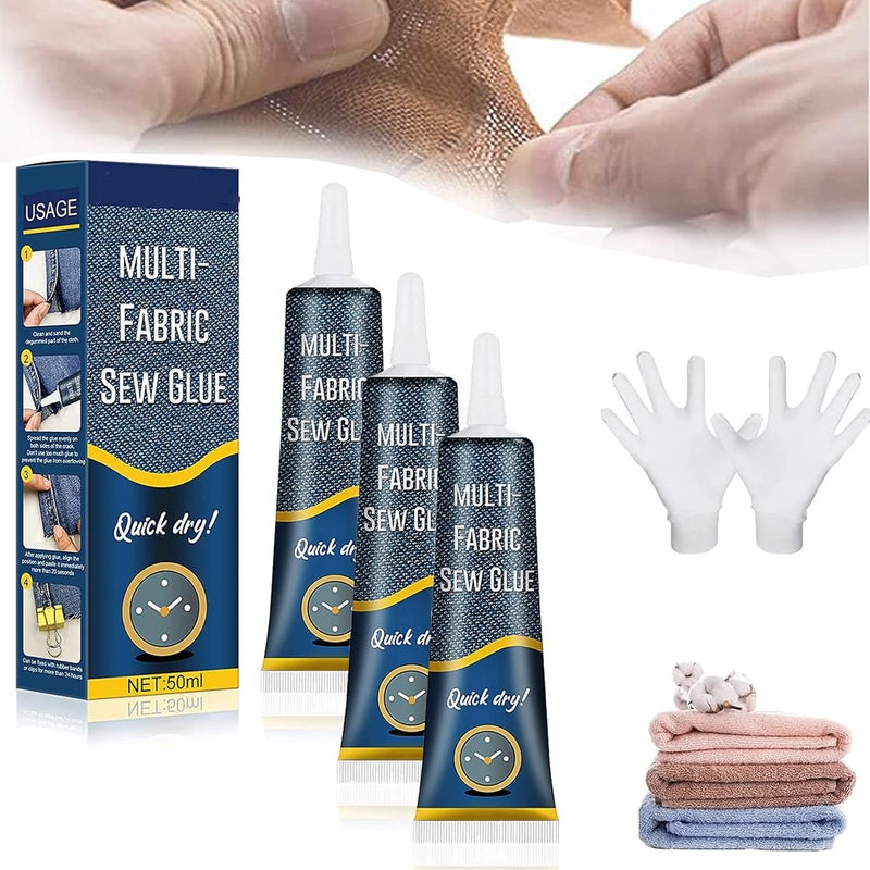 woobles 2023 New Sew Glue Liquid - Cloth Repair Sew Glue 50ml, Liquid Sewing Solution Kit, Instant Sew Glue Bonding Liquid, Quick Dry Multi Fabric Sew Glue, Sew Glue Liquid for All Fabrics (3PCS A) 3PCS A - Image 1