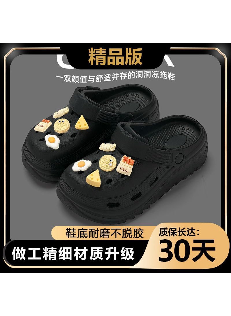Generic Summer EVA Thick Sole Fashion Couples Clogs Black [black label premium edition] fbj 