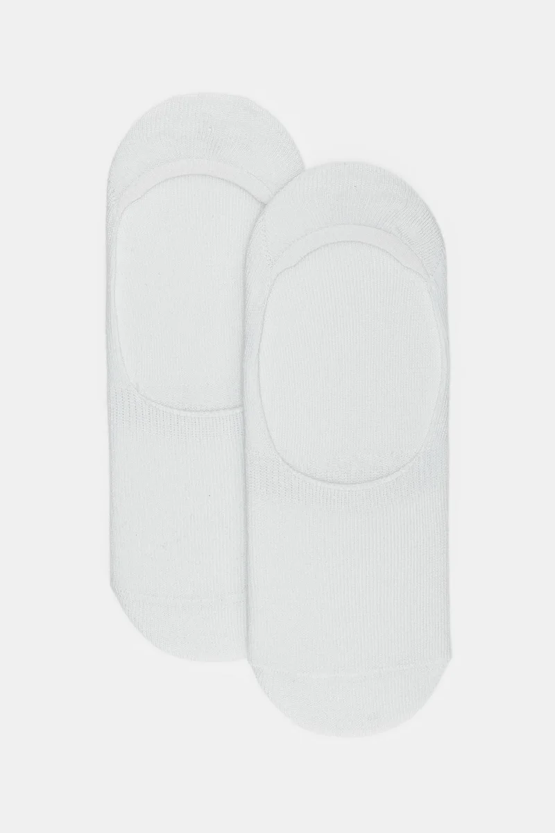 Redtag Senior Boys White Invisible Socks Set (Pack Of 2)
