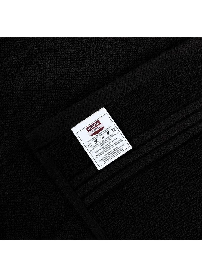 Utopia Towels - (12 Pack Luxury Wash Cloths Set (12 x 12 Inches) 600 GSM 100% Cotton Ring Spun, Highly Absorbent and Soft Feel Washcloths for Bathroom, Spa, Gym, and Face Towel (Black) - Image 1