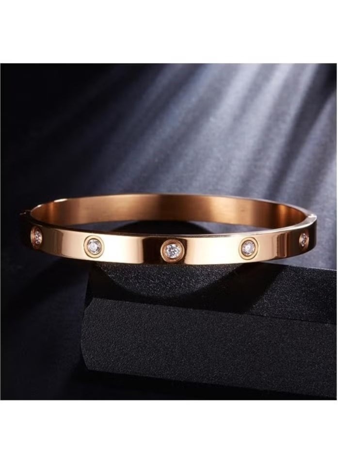 MMG Love Bracelet Bangle for Women Gilrs with Cubic Zirconia Stones Stainless Steel Hinged Jewelry with Crystal Oval Bracelet Best Gifts for Love with Valentine's Day Birthday  - Image 2
