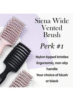 L'ANGE HAIR Ange Hair Siena Wide Curved Vented Hair Brush ; Detangle With Nylon Bristles Best For Tangles And Knots Ideal Men Women Brushes Airflow Blush  - Image 4