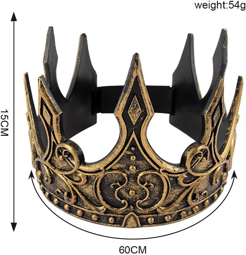 Liatunou Regal King's Crown,Adjustable Royal Crown Prince Tiara,Medieval King Costume Accessories for Adult - Image 3