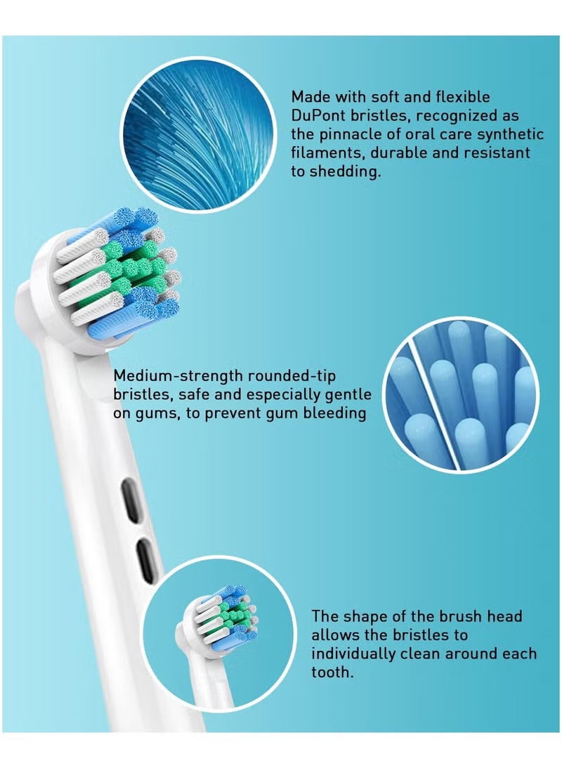 اترجسز 12 - فرشاة الأسنان الكهربائية استبدال رؤساء متوافقة مع اليورو ب بلان - 4 رؤساء فرشاة الأسنان فرشاة الأسنان نظيفة نظيفة بيضاء ثلاثية الأبعاد ، 4 و 4 رؤساء الصليب - Image 3