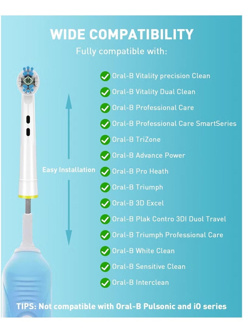اترجسز 12 - فرشاة الأسنان الكهربائية استبدال رؤساء متوافقة مع اليورو ب بلان - 4 رؤساء فرشاة الأسنان فرشاة الأسنان نظيفة نظيفة بيضاء ثلاثية الأبعاد ، 4 و 4 رؤساء الصليب - Image 2