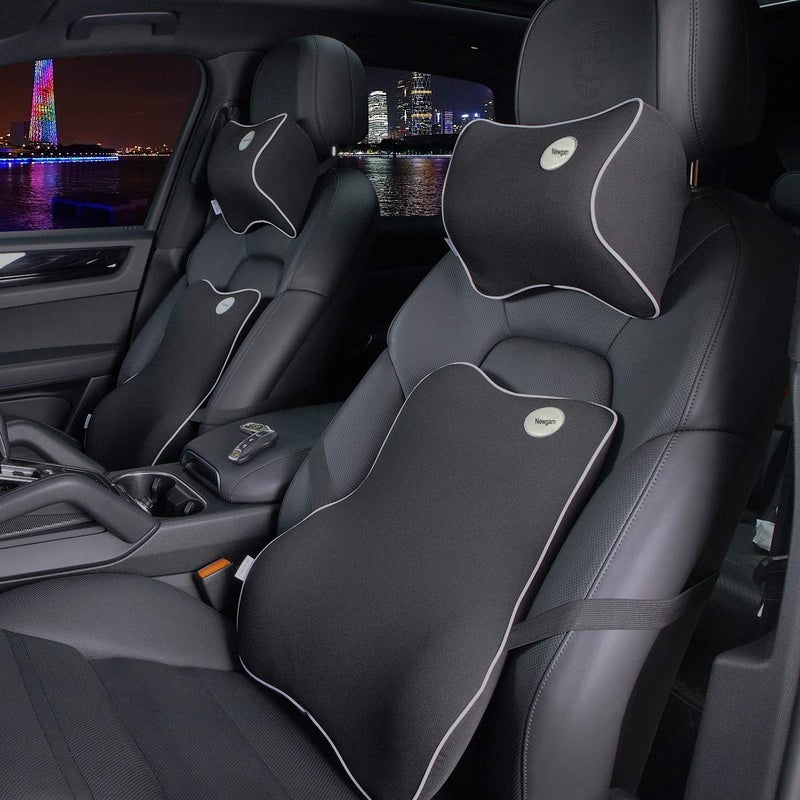 Newgam Car Pillow - Car Neck Pillow for Neck Pain Relief and Cervical Support,Car Seat Neck Pillow with 100% Pure Memory Foam and Washable Cover,Car Headrest Pillow Black - Image 2