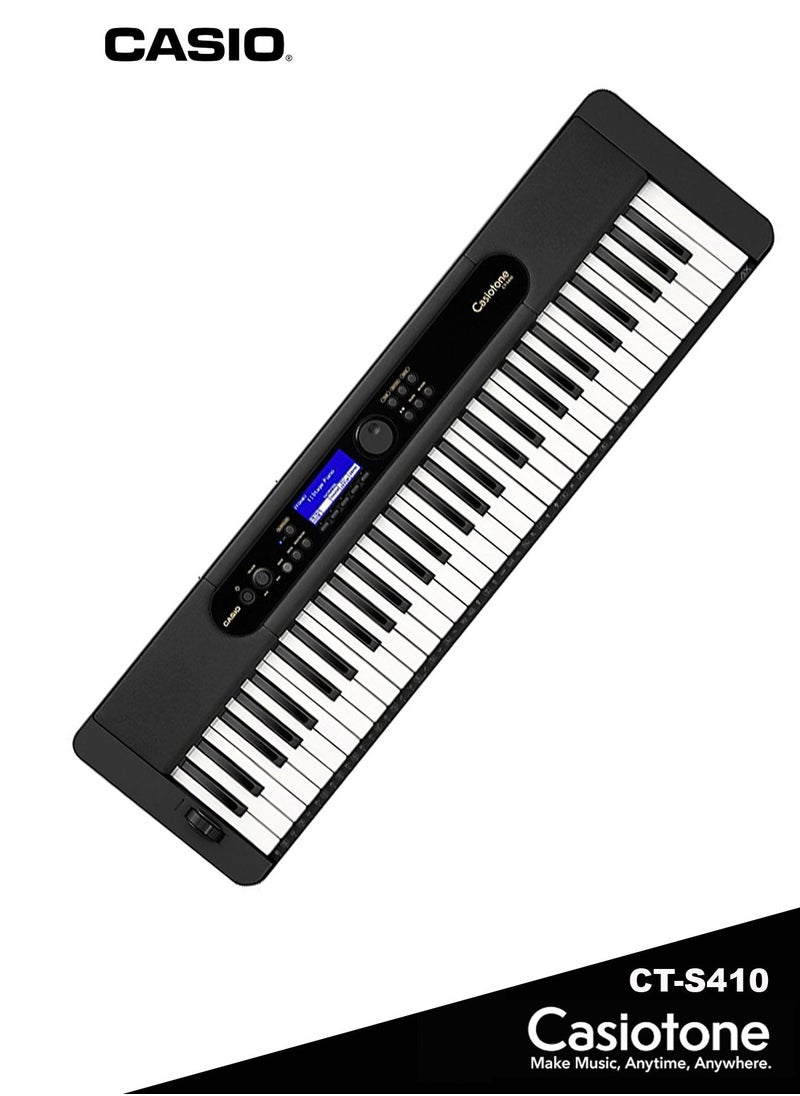 CASIO - CT-S410 Digital Piano Keyboard - 61 Keys – 600 Tones – 200 Rhythms – Touch Response, With Power Adaptor - Image 1