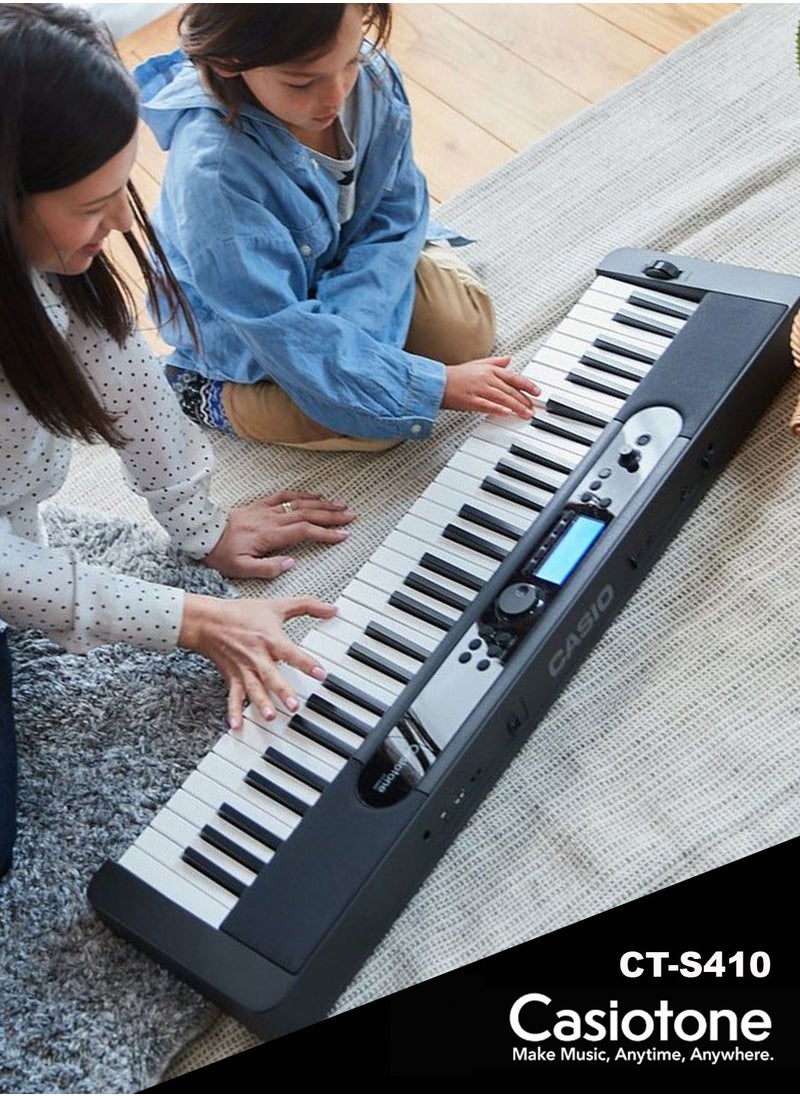 CASIO - CT-S410 Digital Piano Keyboard - 61 Keys – 600 Tones – 200 Rhythms – Touch Response, With Power Adaptor - Image 1