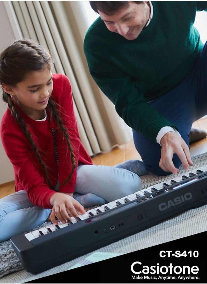 CASIO - CT-S410 Digital Piano Keyboard - 61 Keys – 600 Tones – 200 Rhythms – Touch Response, With Power Adaptor - Image 1