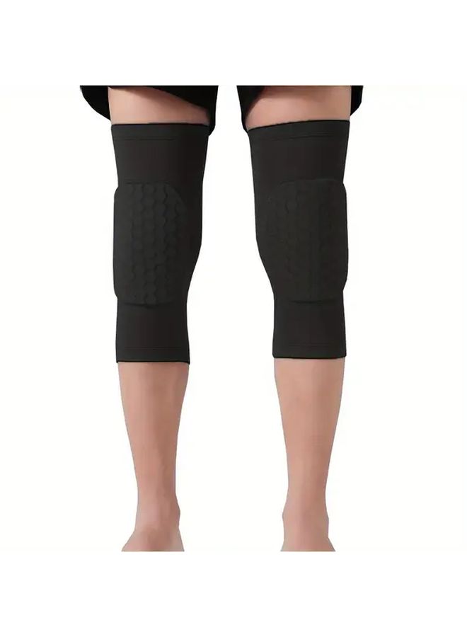 2 Pairs Unisex Short Lycra Knee Pads Sports Honeycomb Lightweight Breathable Knee Support For Basketball Football Volleyball Badminton Running Black Size S - Image 3