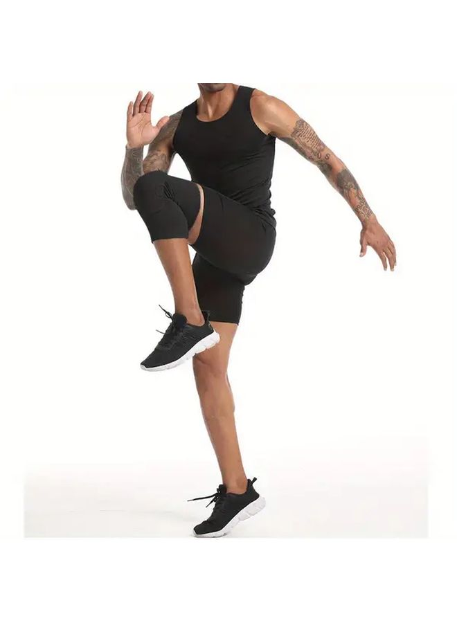 2 Pairs Unisex Short Lycra Knee Pads Sports Honeycomb Lightweight Breathable Knee Support For Basketball Football Volleyball Badminton Running Black Size S - Image 5