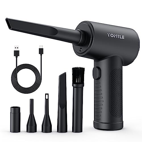 Yomile Compressed air Duster - 120000RPM 3 Speeds Electric Air Duster, 7600mAh Battery Cordless Dust Blower for Keyboard Cleaner,Rechargeable Air Blower AIC Can for Office Computers (Black, 120000RPM) - Image 1