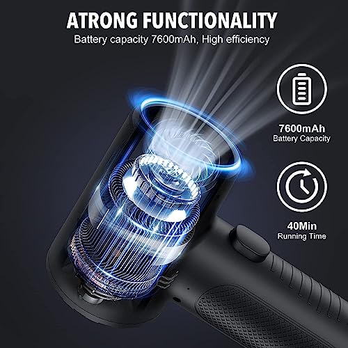 Yomile Compressed air Duster - 120000RPM 3 Speeds Electric Air Duster, 7600mAh Battery Cordless Dust Blower for Keyboard Cleaner,Rechargeable Air Blower AIC Can for Office Computers (Black, 120000RPM) - Image 4