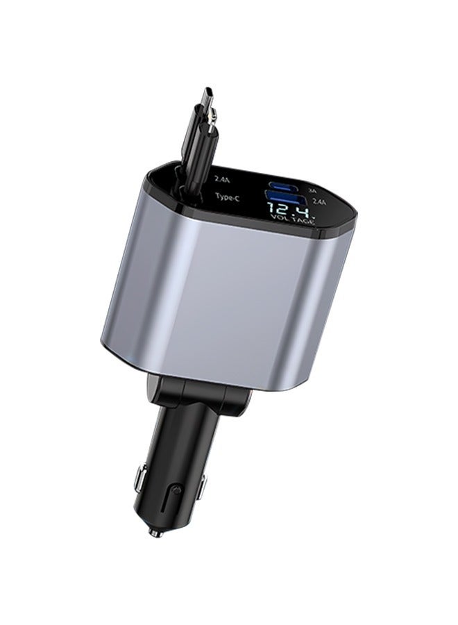 4-in-1 Fast Car Charger Adapter, Dual USB Ports Data Cable,Compact and Universal Car Phone Charger - Image 1
