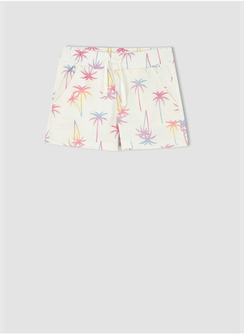 DeFacto Elasticated Waist Palm Print Mini Shorts