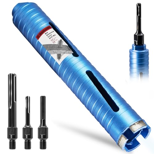DaduoRi 2 1/4" Dry Core Drill Bit, 5/8"-11 Thread, with 3 Adapters Included: SDS Plus, SDS Max and 1/2" Hex Shank; 9.5" Drilling Depth Diamond Core Bits for Brick, Block, Concrete, Stucco and Masonry - Image 1