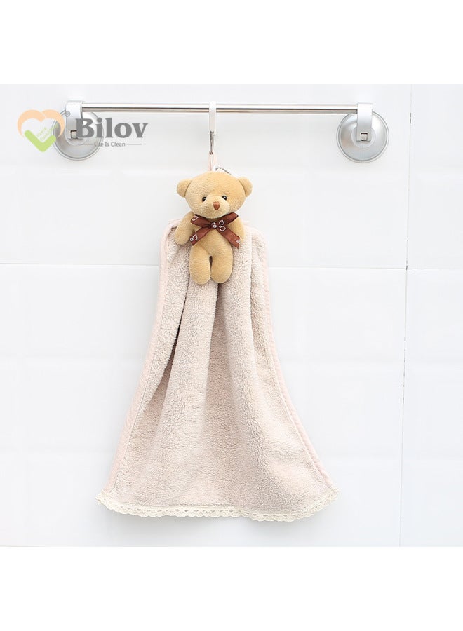 Cartoon Animal Bear Hand Towel Absorbent Coral Velvet Bear Souvenir Bathroom Hanging Absorbent Towel Dropshipping