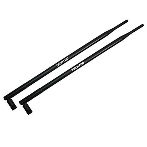 TECHTOO 9dBi Omni WiFi Antenna with RP-SMA Connector for Wireless Network Router/USB Adapter/PCI PCIe Cards/IP Camera/Wireless Range Extender(2-Pack) - Image 1