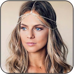 Aukmla Aukmla Boho Sequins Head Chain Festival Wedding Headpiece Hair Chain Spring Summer Christmas Fashion Headband Hair Jewelry for Women and Girls 