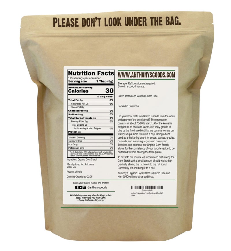 Anthony's Organic Corn Starch, Gluten-free, Vegan and Non-GMO - Image 2