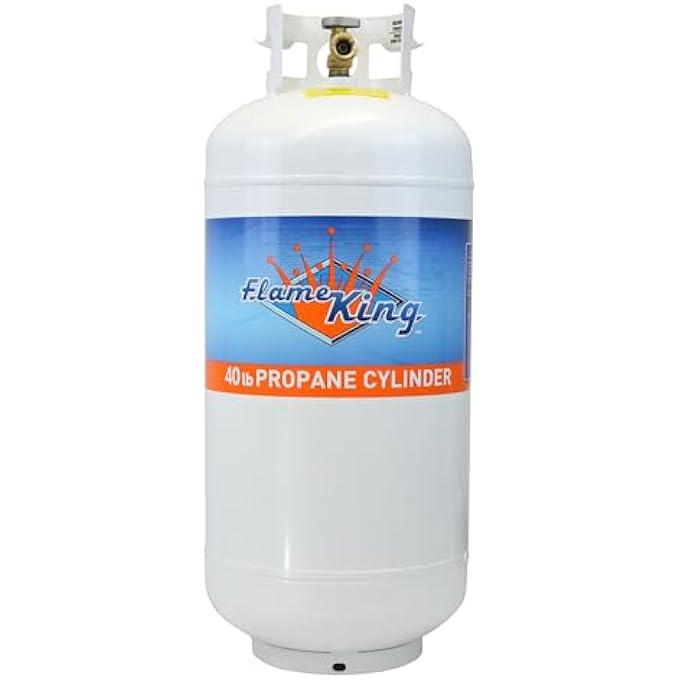 YSN401 40 POUND STEEL PROPANE TANK CYLINDER WITH OVERFLOW PROTECTION DEVICE VALVE, WHITE - Image 1