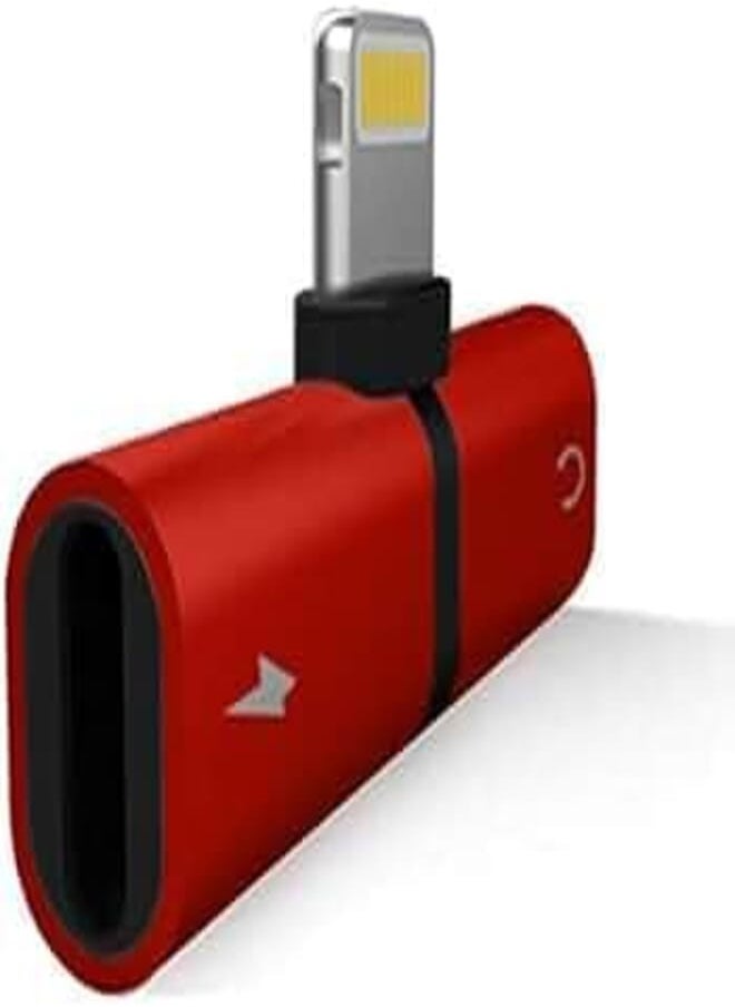 Generic - Generic Lightning Adapter & Splitter for X/8/8 Plus/7/7 Plus, Dual Lightning Headphone Audio & Charging Cable, Supports Music Control & Charging, Red - Image 1
