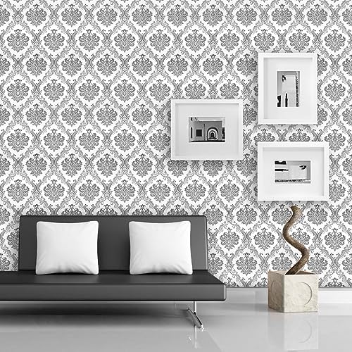 doodad Self Adhesive Wallpaper|45cm x 1000cm, Covers 48 sq. ft | Silver Wallpaper for Bedroom & Living Room | Damask PVC Wallpaper Waterproof Wall Stickers for Walls|Peel & Stick, Removable - Image 4