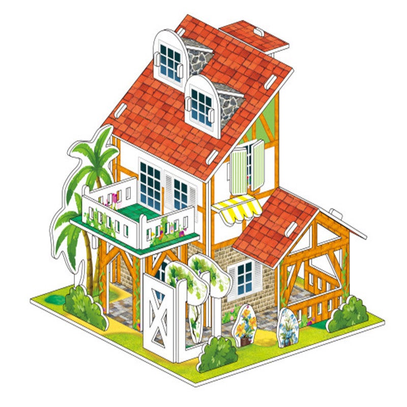 3D Three-Dimensional Puzzle Children'S Parent-Child Toy Building House Handmade Puzzle Paper Model Gift Assembly Interaction - Image 1