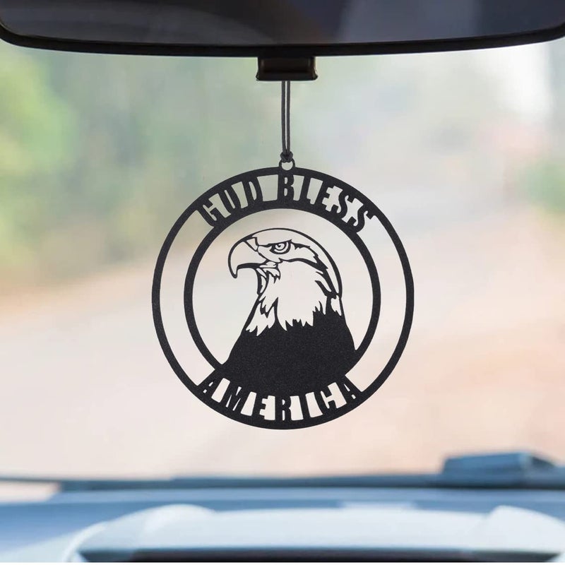 Monssa Rear View Mirror Accessories Car Mirror Hanging Accessories Car Pendant Car Charms Ornament Swinging Ornaments Cars Accessory for Men and Women Hanger Black American Bald Eagle - Image 2