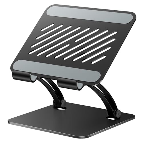 tounee Tablet Holder Stand, Dual Rod Adjustable Aluminum Desktop Stand, Compatible with 4.7-16.9" iPads, Surface Tablets, Portable Monitor, Kindle and More (Black) - Image 1