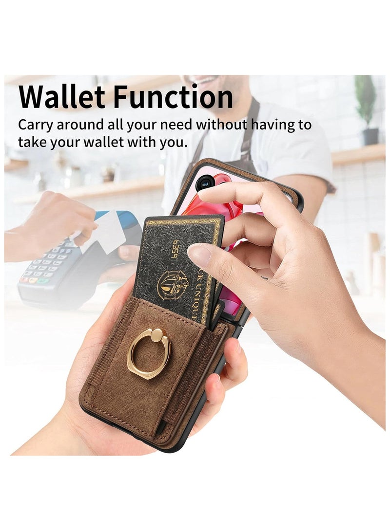 General Compatible with Motorola Moto Razr 50 Ultra 2024 Wallet Case, Ultra Thin Card Holder Case, Leather + TPU Frame Phone Cover, Multi-Function Case with Support Ring  - Image 2